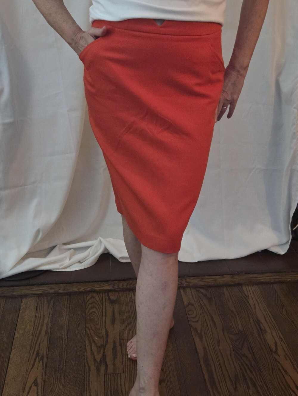 Zara Orange-Red Pencil Skirt